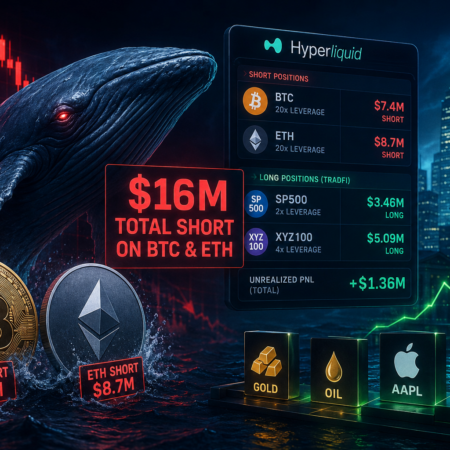 Whale Places $16M Short Bet on Bitcoin and Ethereum While Increasing TradFi Exposure on Hyperliquid